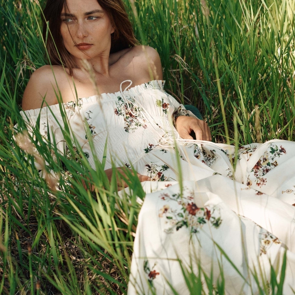 Floral Cream Maxi Dress - Picture 6 of 7
